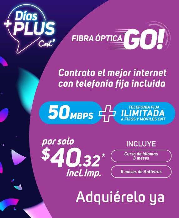 Planes Internet Días Plus CNT Internet+Telefonía fija