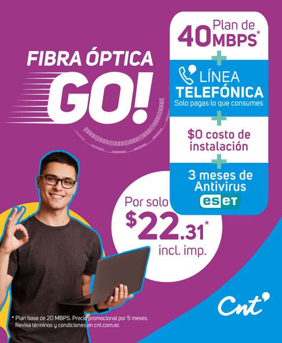 Planes Internet Promoción Fibra Óptica Go+Telefonía fija