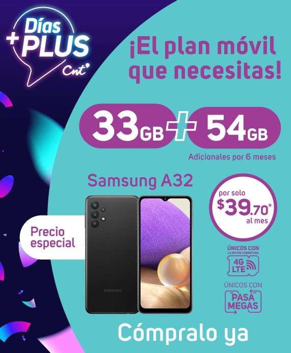 Planes Móvil Pospago Días Plus CNT Plan Pospago+Equipo